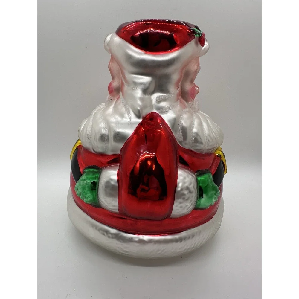 Dept 56 Handblown Mercury Glass Santa‎ Candle Holder Two Sided 7.5